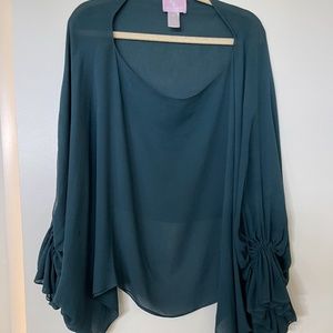 Michelle Farmer Collaborate Teal Silk Blouse - One size fits all